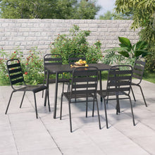 7-Delige Tuinset Staal Antracietkleurig 110 cm tafellengte
