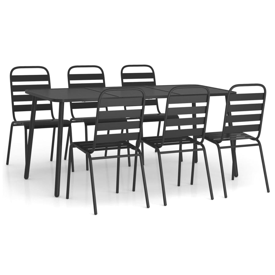 7-Delige Tuinset Staal Antracietkleurig Lengte tafel 165 cm