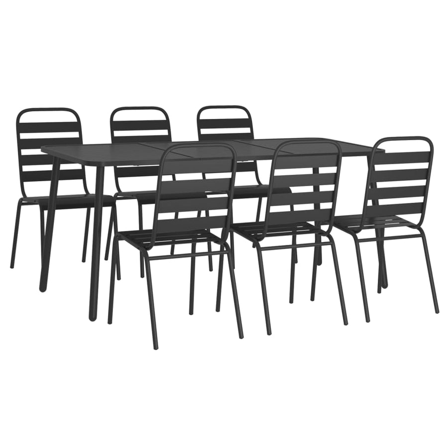 7-Delige Tuinset Staal Antracietkleurig Lengte tafel 165 cm
