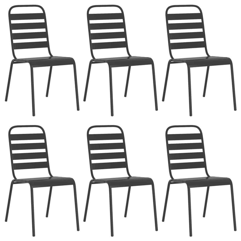 7-Delige Tuinset Staal Antracietkleurig Lengte tafel 165 cm
