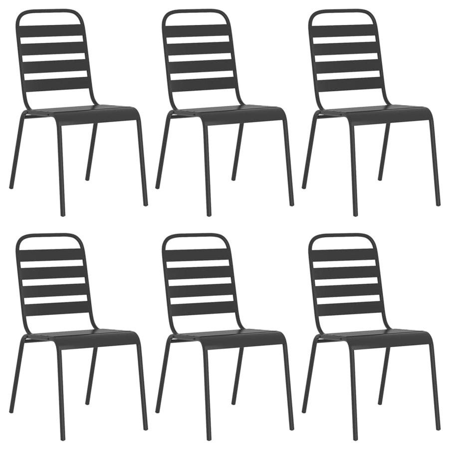 7-Delige Tuinset Staal Antracietkleurig Lengte tafel 165 cm