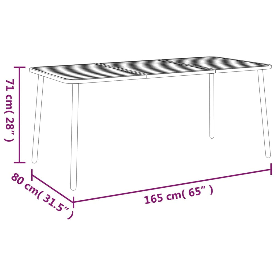 7-Delige Tuinset Staal Antracietkleurig Lengte tafel 165 cm