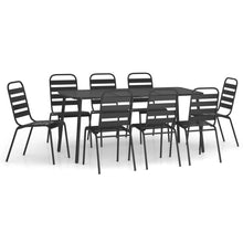 -Delige Tuinset Staal Antracietkleurig 9 Lengte tafel 165 cm