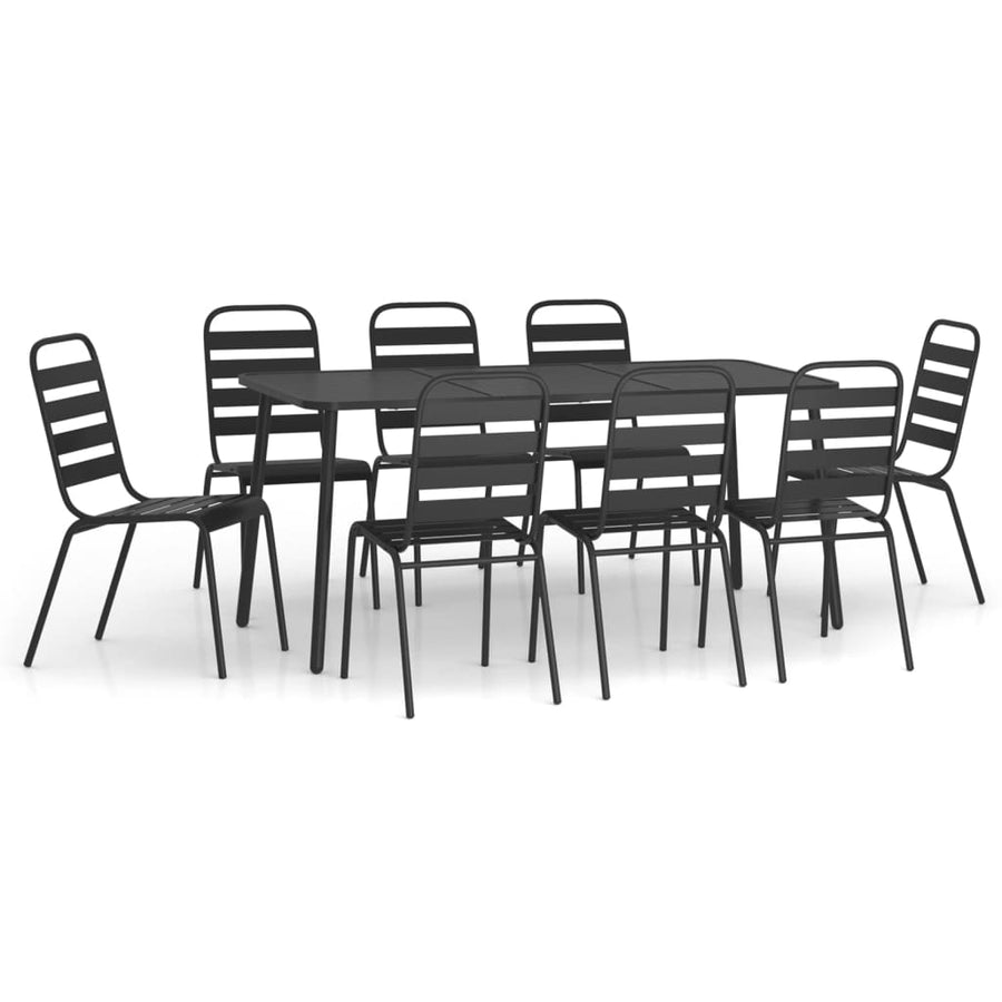 -Delige Tuinset Staal Antracietkleurig 9 Lengte tafel 165 cm