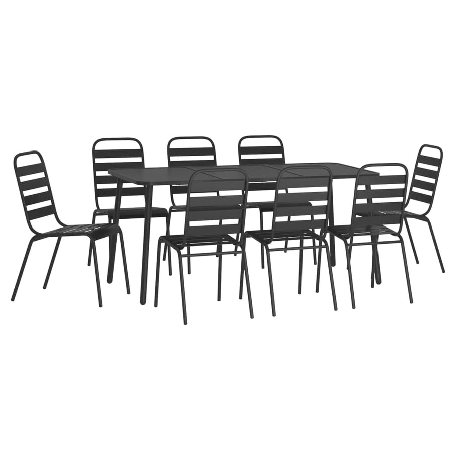 -Delige Tuinset Staal Antracietkleurig 9 Lengte tafel 165 cm