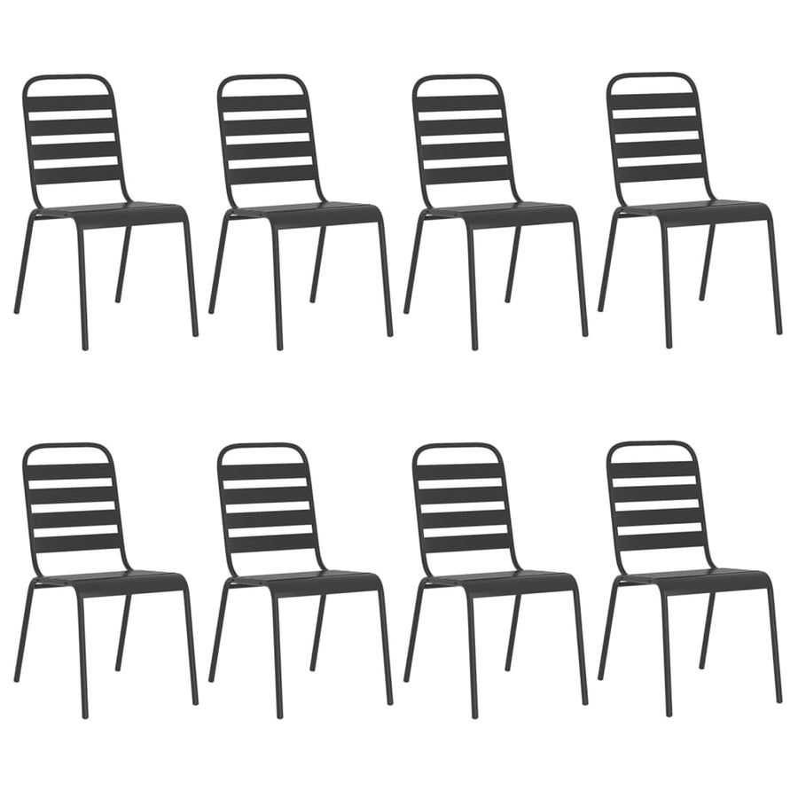 -Delige Tuinset Staal Antracietkleurig 9 Lengte tafel 165 cm