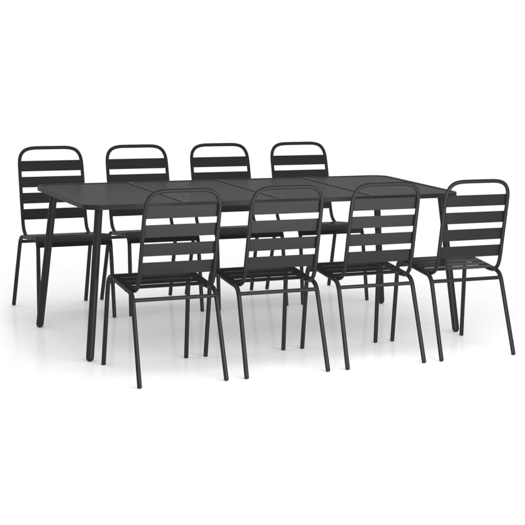 -Delige Tuinset Staal Antracietkleurig 9 200 cm tafellengte