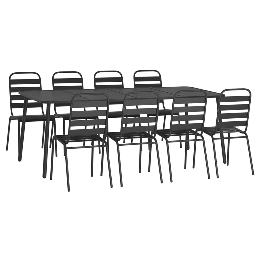 -Delige Tuinset Staal Antracietkleurig 9 200 cm tafellengte