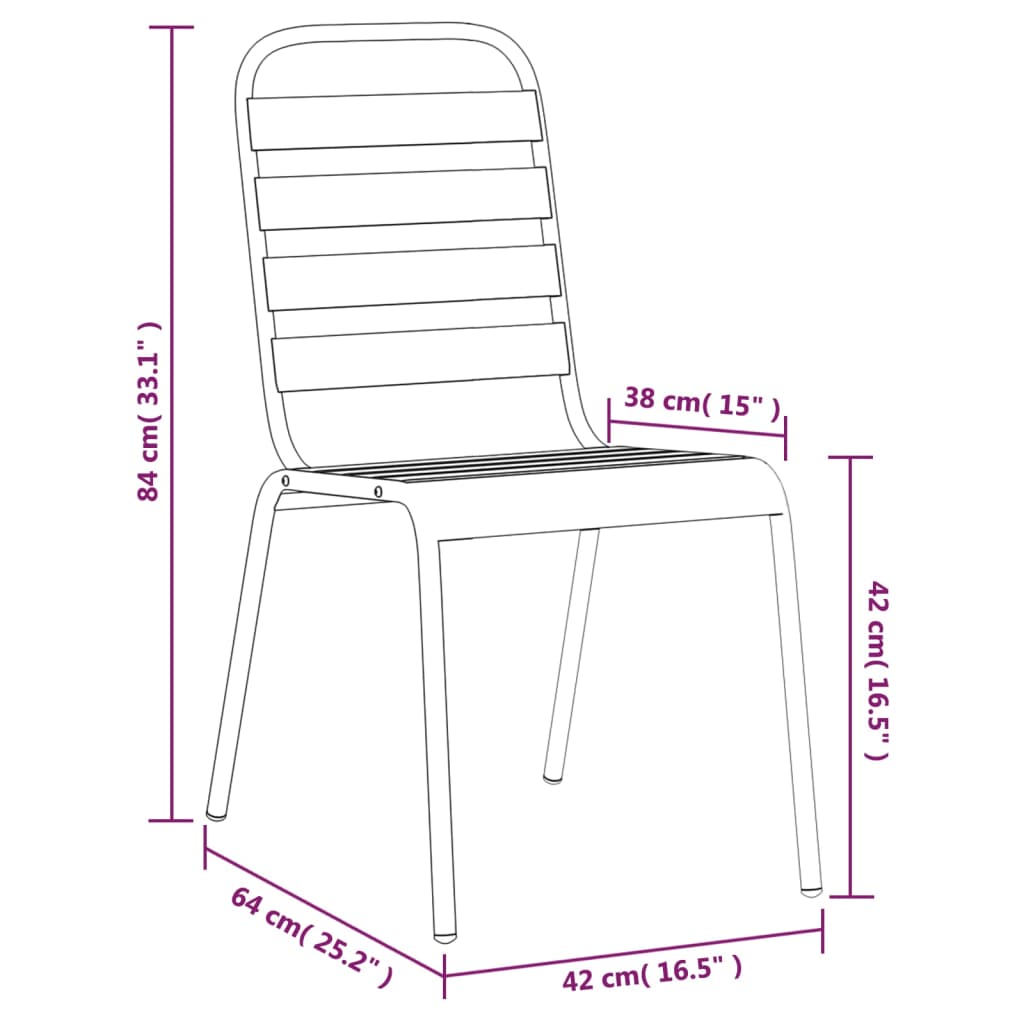 -Delige Tuinset Staal Antracietkleurig 9 200 cm tafellengte