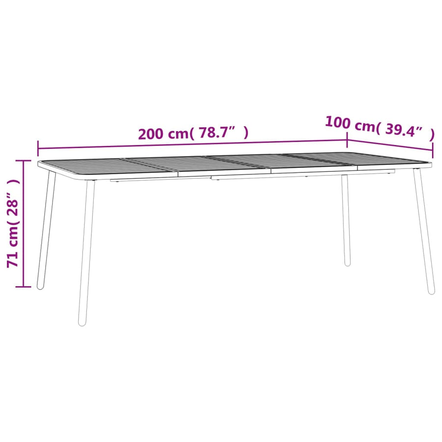 -Delige Tuinset Staal Antracietkleurig 9 200 cm tafellengte