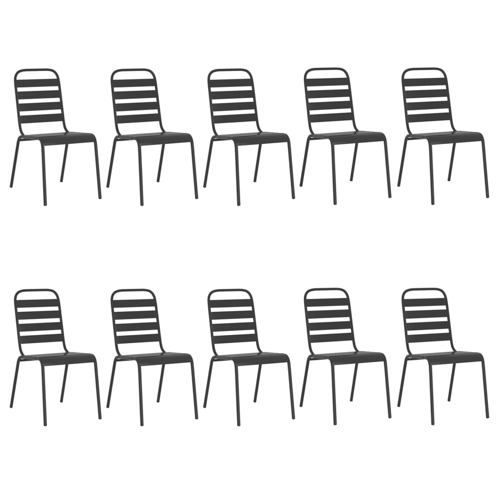 -Delige Tuinset Staal Antracietkleurig 11 200 cm tafellengte