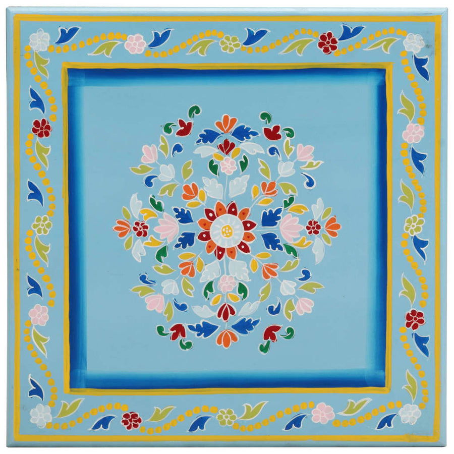 Salontafel Handbeschilderd Massief Mangohout Turquoise