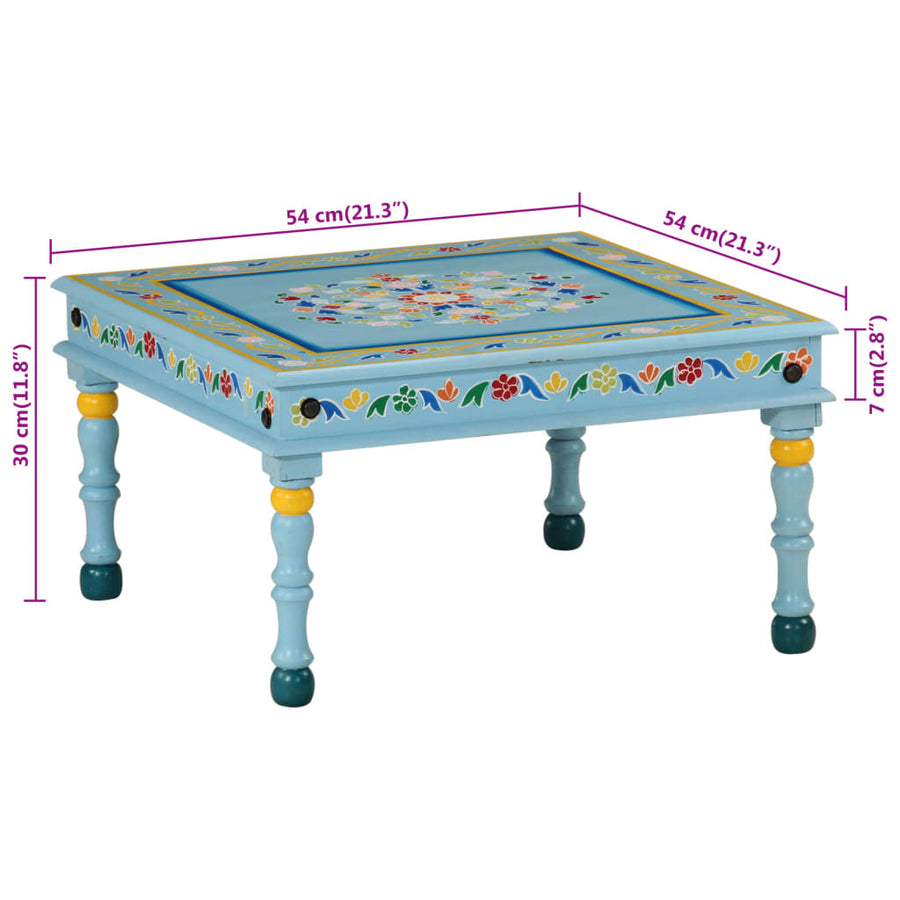 Salontafel Handbeschilderd Massief Mangohout Turquoise