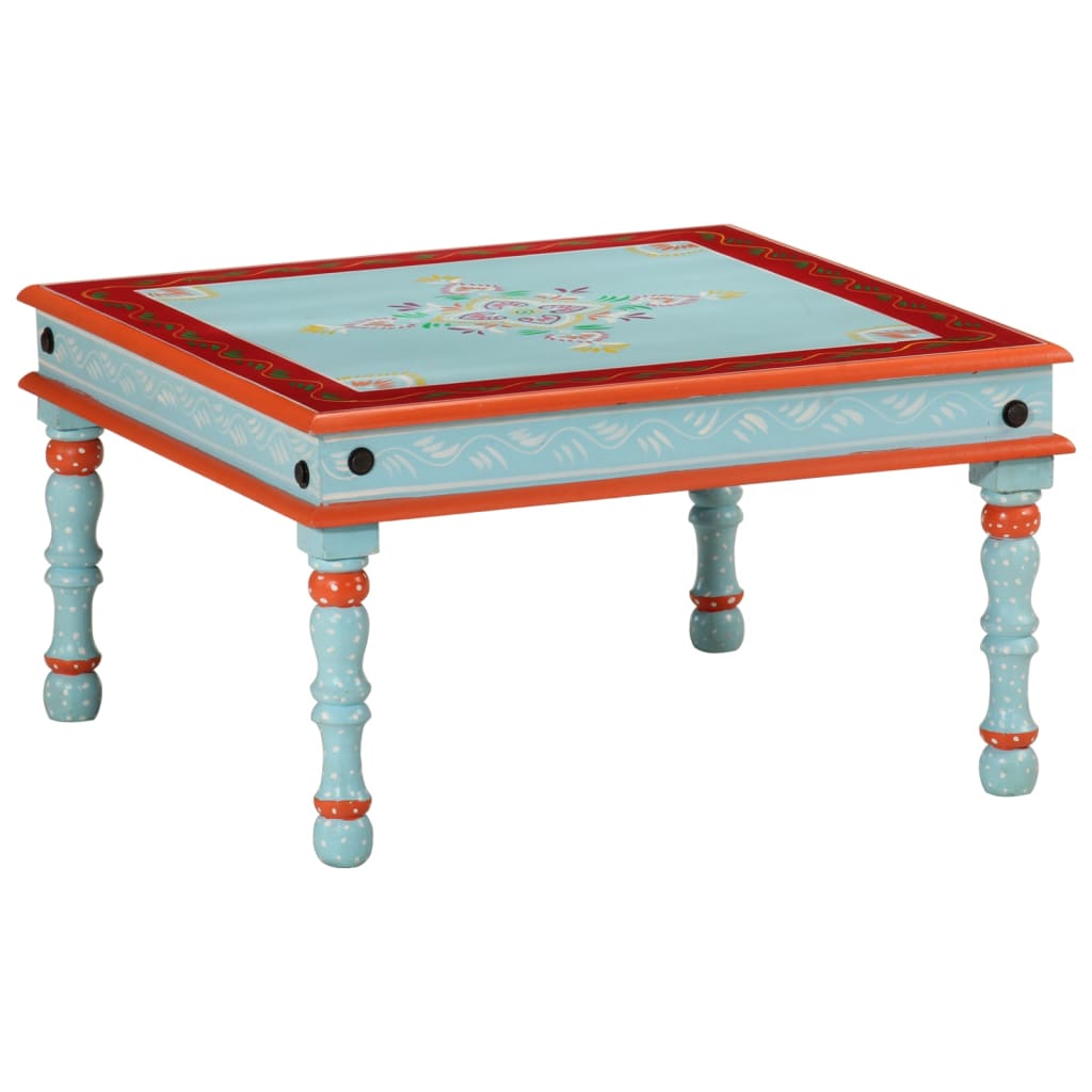 Salontafel Handbeschilderd Massief Mangohout 54 x 54 x 30 cm Blauw