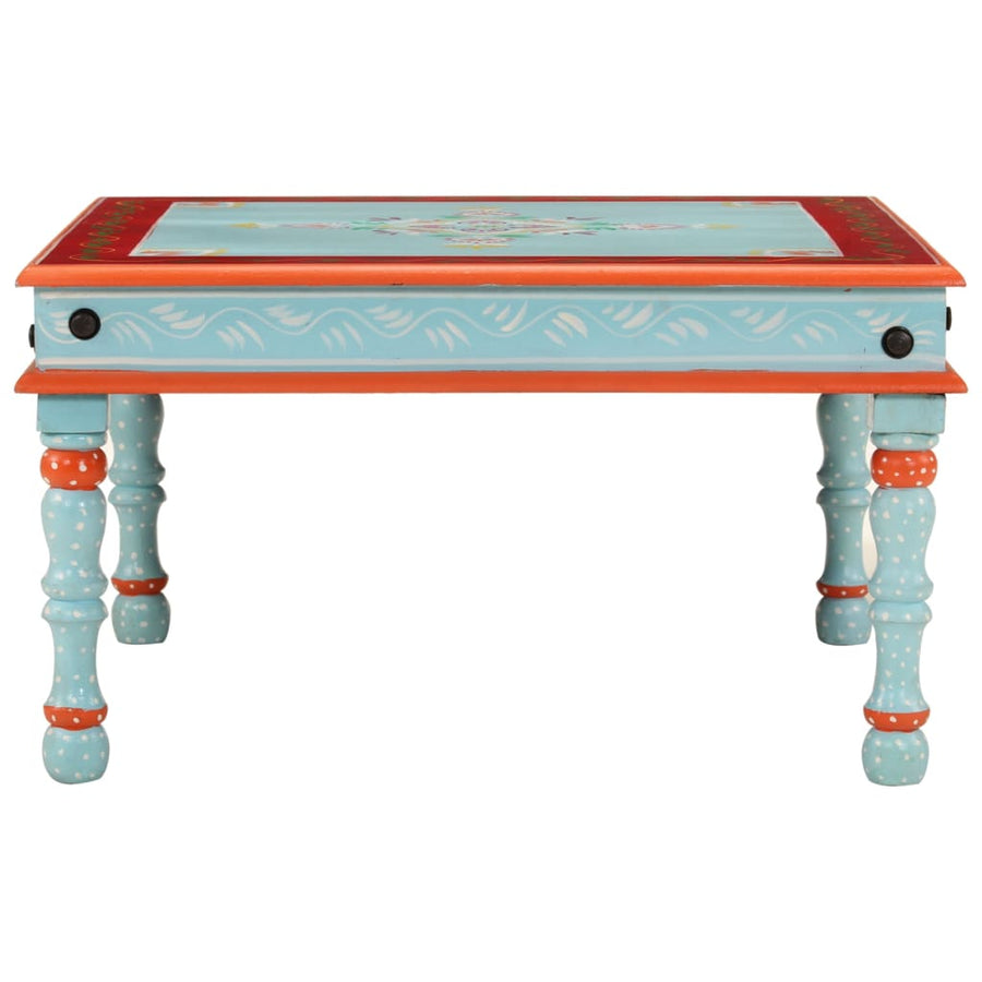 Salontafel Handbeschilderd Massief Mangohout 54 x 54 x 30 cm Blauw
