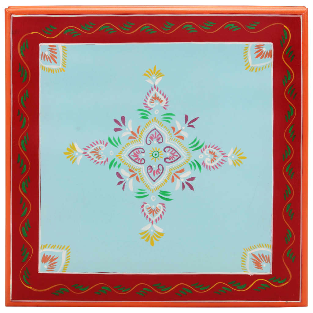 Salontafel Handbeschilderd Massief Mangohout 54 x 54 x 30 cm Blauw