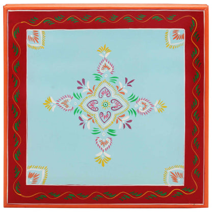 Salontafel Handbeschilderd Massief Mangohout 54 x 54 x 30 cm Blauw