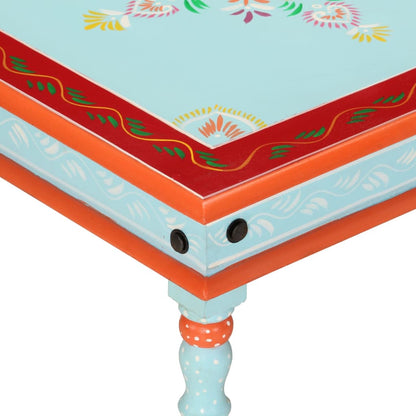 Salontafel Handbeschilderd Massief Mangohout 54 x 54 x 30 cm Blauw