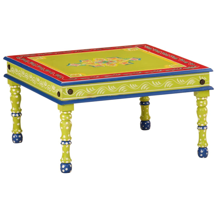 Salontafel Handbeschilderd Massief Mangohout 54 x 54 x 30 cm Groen