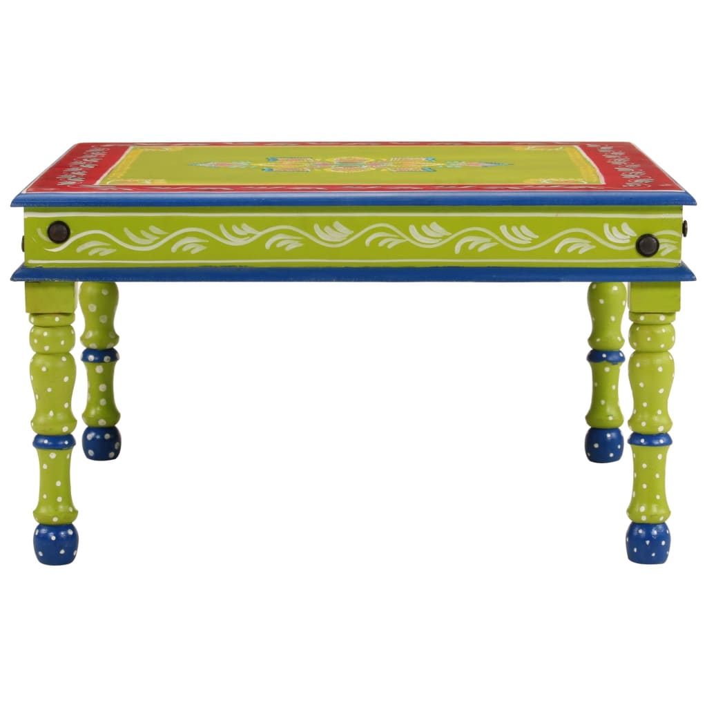Salontafel Handbeschilderd Massief Mangohout 54 x 54 x 30 cm Groen