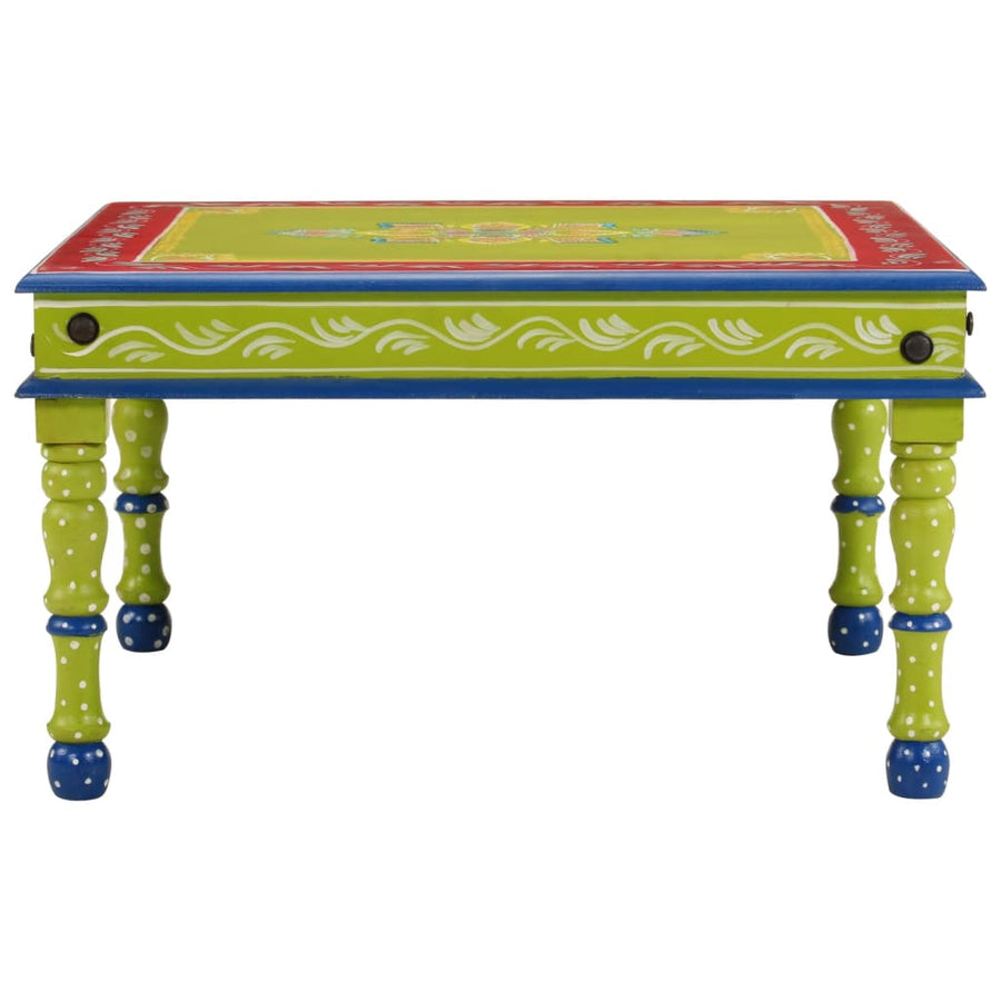 Salontafel Handbeschilderd Massief Mangohout 54 x 54 x 30 cm Groen