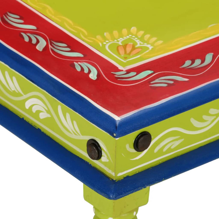 Salontafel Handbeschilderd Massief Mangohout 54 x 54 x 30 cm Groen
