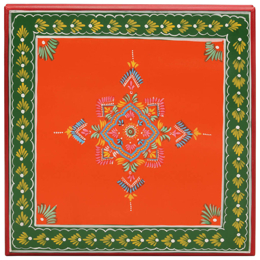 Salontafel Handbeschilderd Massief Mangohout Oranje orange