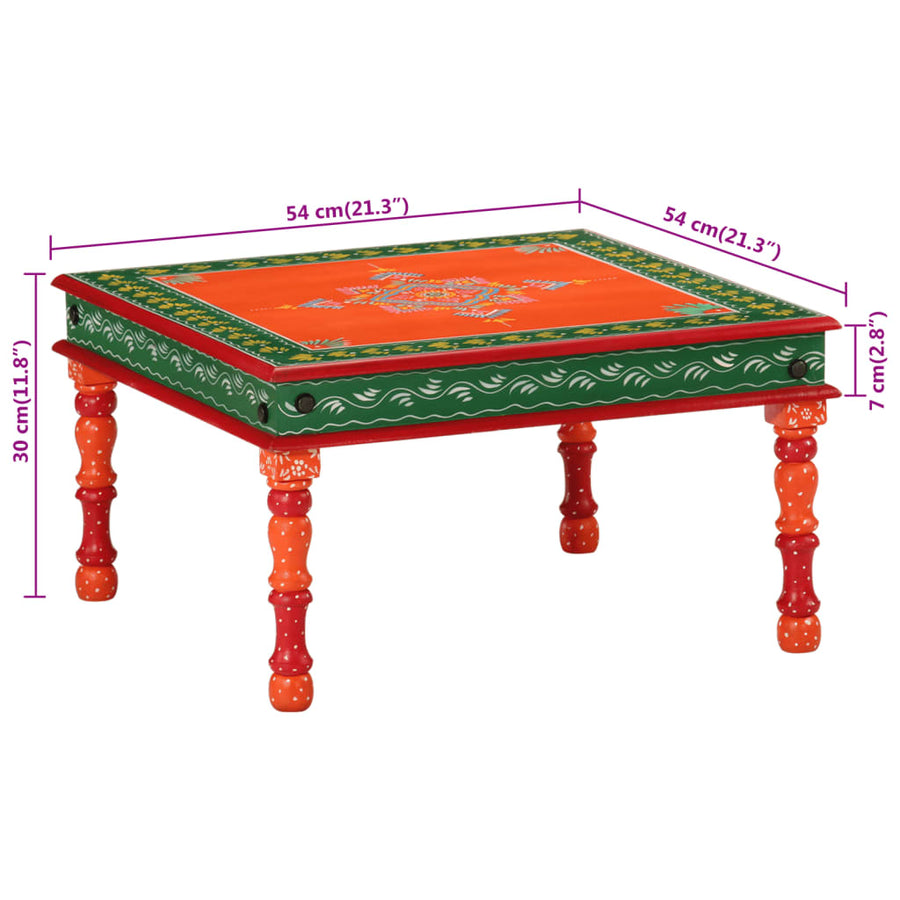 Salontafel Handbeschilderd Massief Mangohout Oranje orange