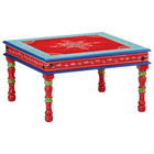 Hand-painted solid mango wood coffee table red