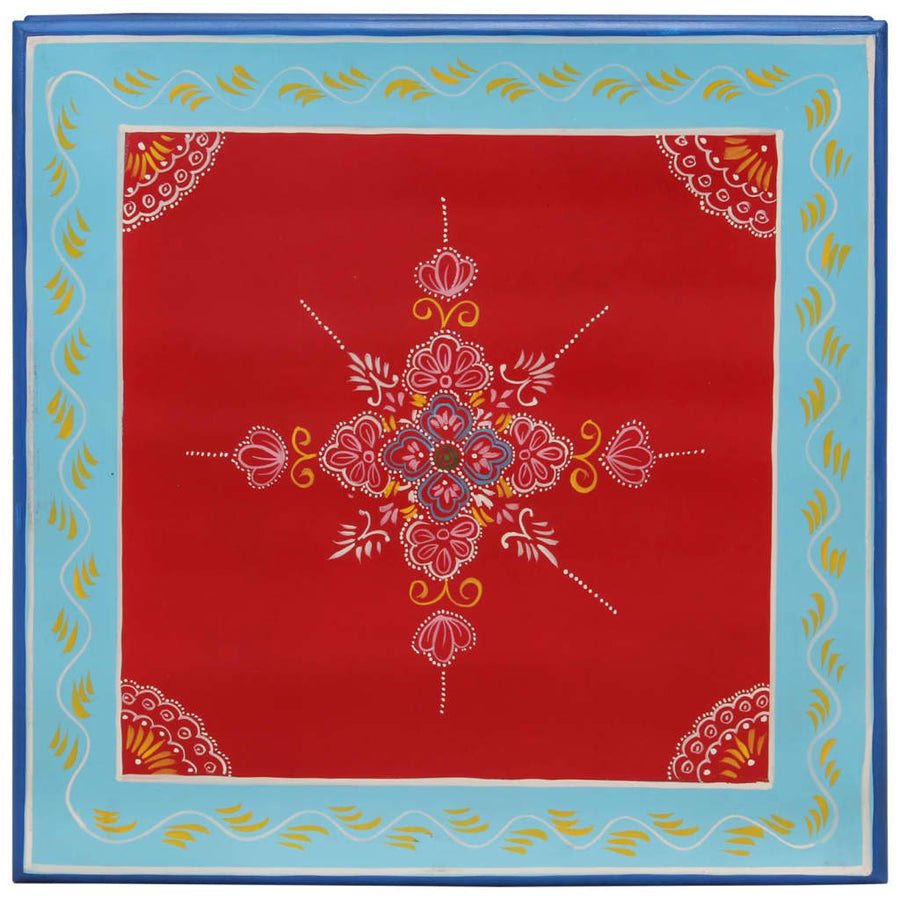 Salontafel Handbeschilderd Massief Mangohout 54 x 54 x 30 cm Rood