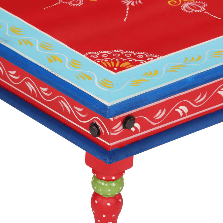 Salontafel Handbeschilderd Massief Mangohout 54 x 54 x 30 cm Rood