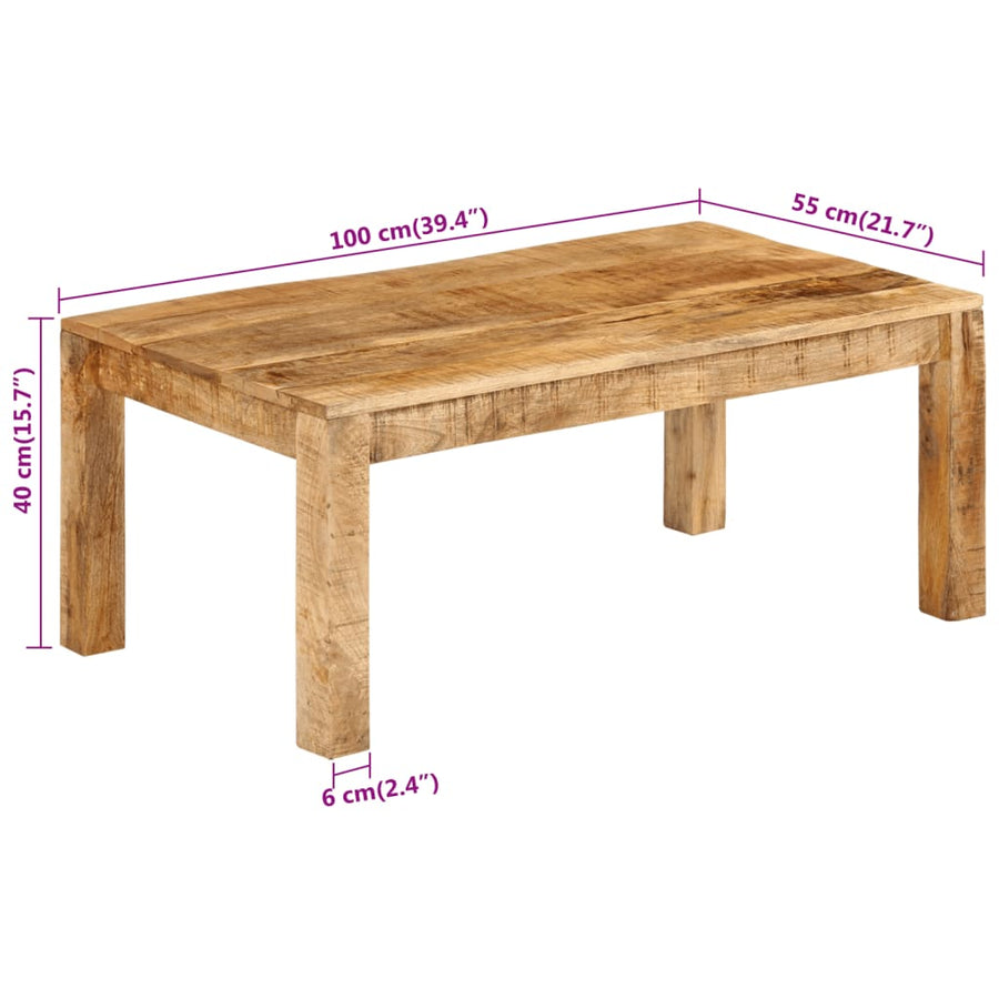 Salontafel 100 x 55 x 40 cm massief mangohout