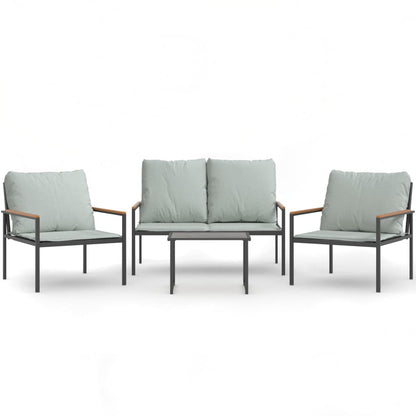 4-Delige Loungeset Met Kussens Staal Antracietkleurig