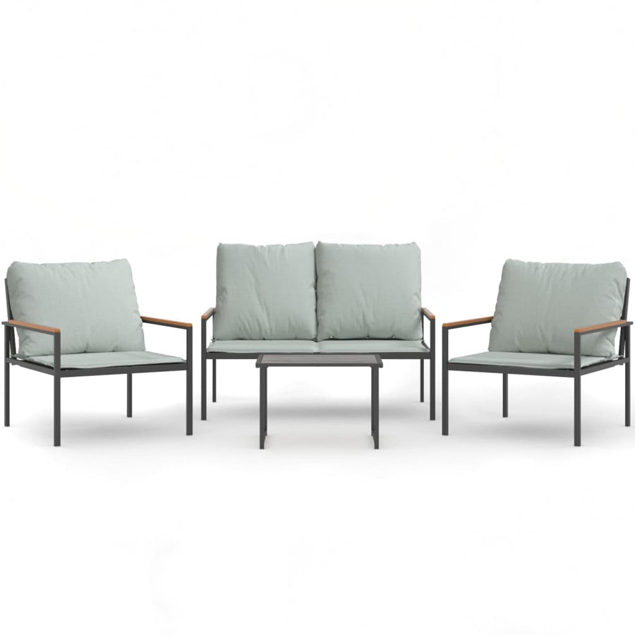 4-Delige Loungeset Met Kussens Staal Antracietkleurig