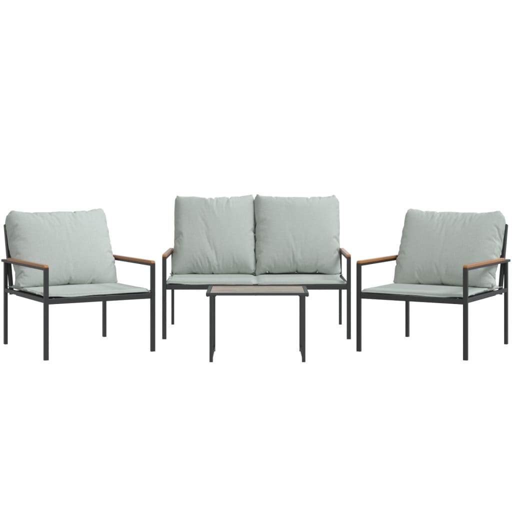4-Delige Loungeset Met Kussens Staal Antracietkleurig