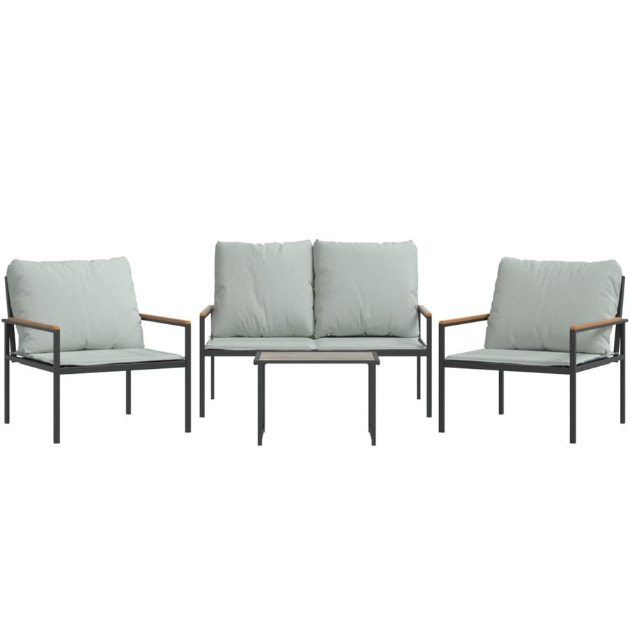 4-Delige Loungeset Met Kussens Staal Antracietkleurig