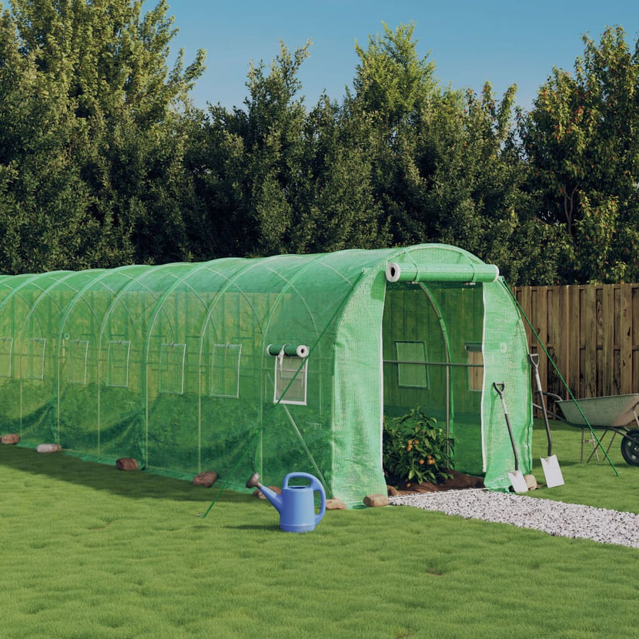 Tuinkas Met Stalen Frame 28 M² 14 x 2 x 2 m Groen