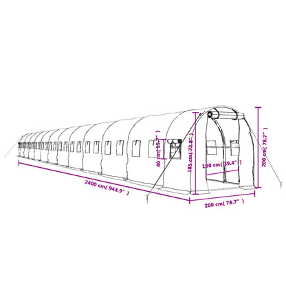 Tuinkas met stalen frame 48 m² 24x2x2 m groen