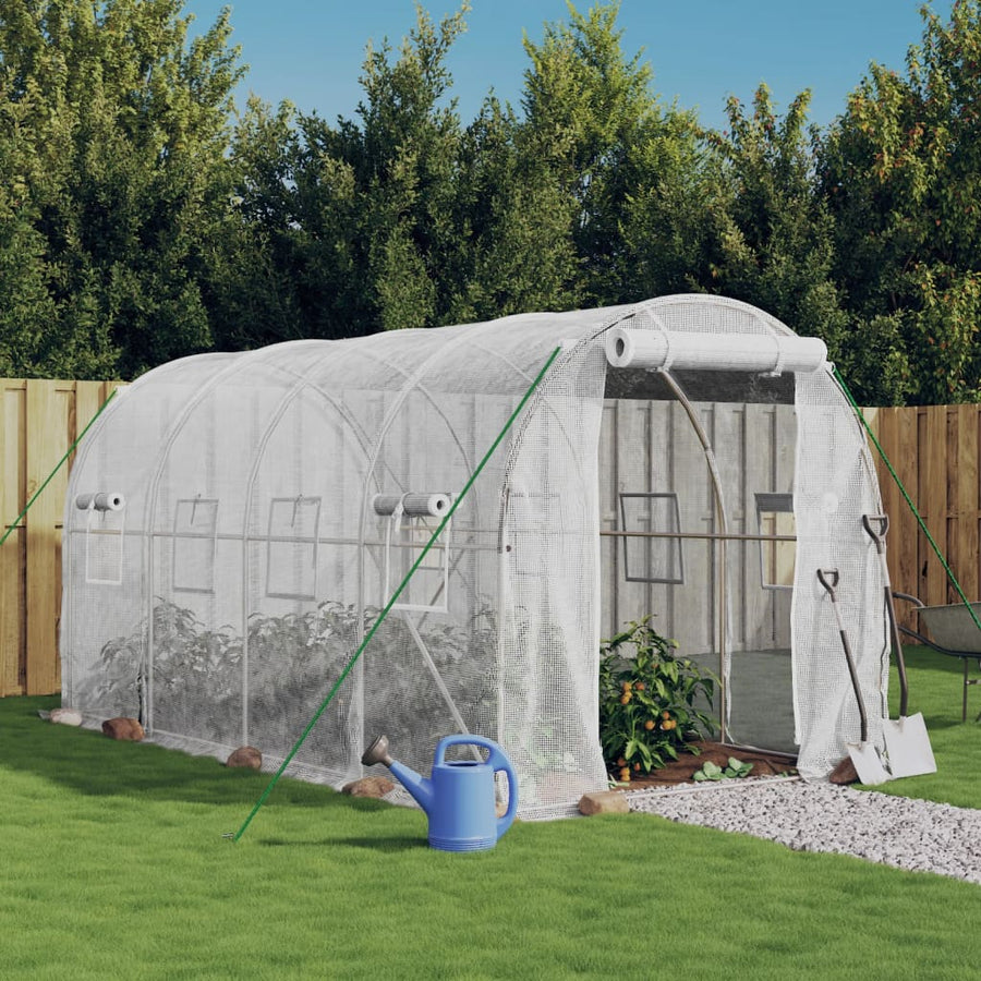 Tuinkas Met Stalen Frame 8 M² 4 x 2 x 2 m Wit