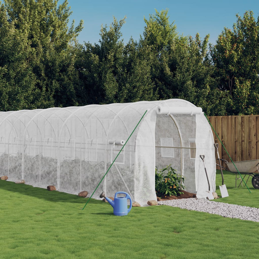 Tuinkas Met Stalen Frame 12 M² 6 x 2 x 2 m Wit