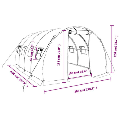 Tuinkas Met Stalen Frame 12 M² 4X3X2 M Groen