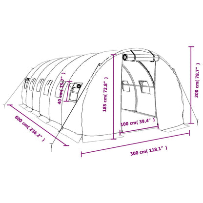 Tuinkas Met Stalen Frame 18 M² 6 x 3 x 2 m Groen