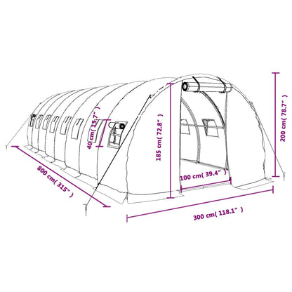 Tuinkas Met Stalen Frame 24 M² 8X3X2 M Wit