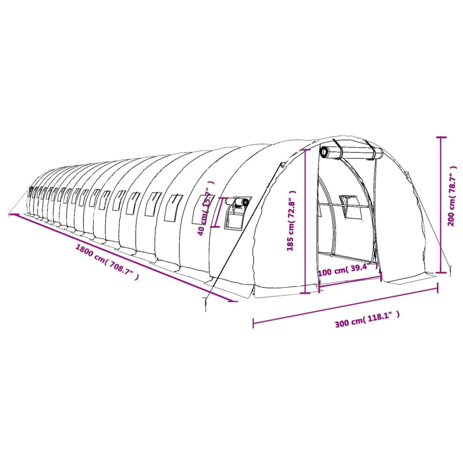 Tuinkas Met Stalen Frame 54 M² 18X3X2 M Wit