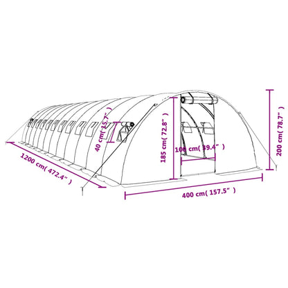Tuinkas Met Stalen Frame 48 M² 12X4X2 M Groen