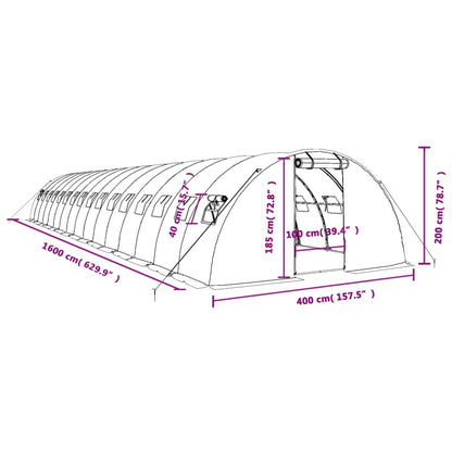 Tuinkas Met Stalen Frame 64 M² 16X4X2 M Groen