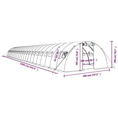 Tuinkas Met Stalen Frame 96 M² 24X4X2 M Groen
