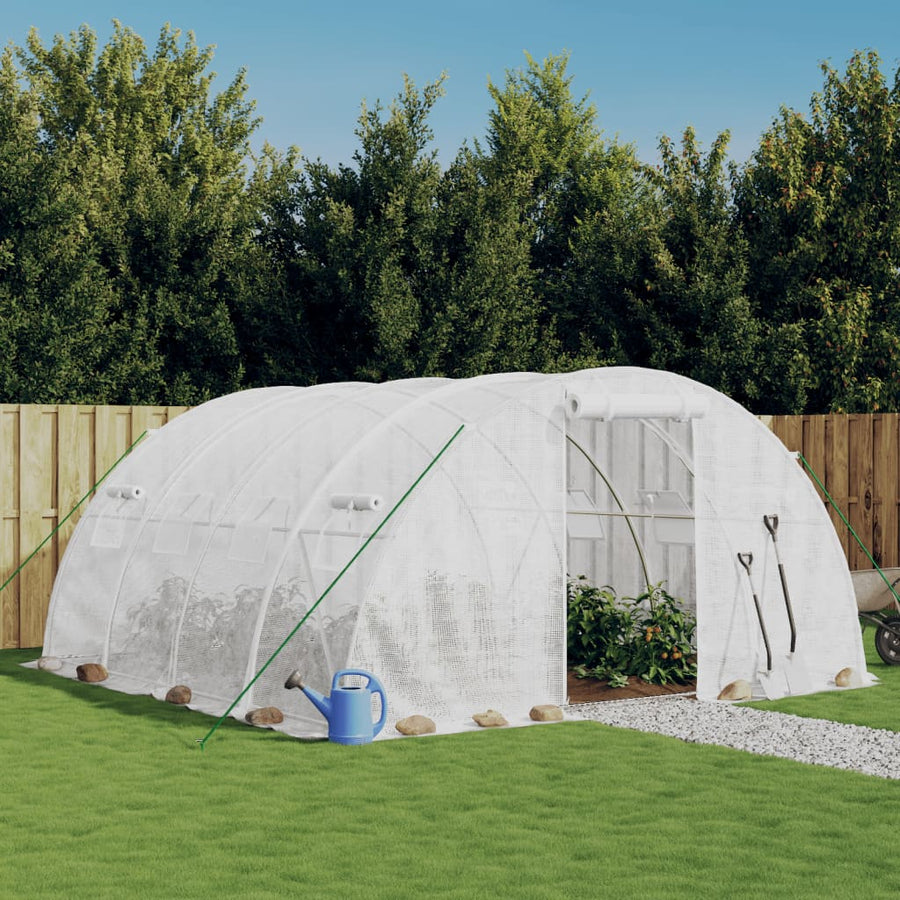 Tuinkas Met Stalen Frame 16 M² 4X4X2 M Wit