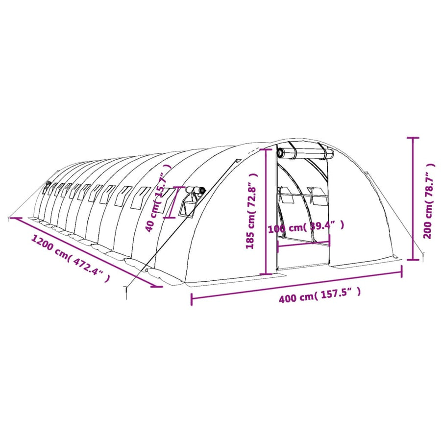 Tuinkas Met Stalen Frame 48 M² 12X4X2 M Wit