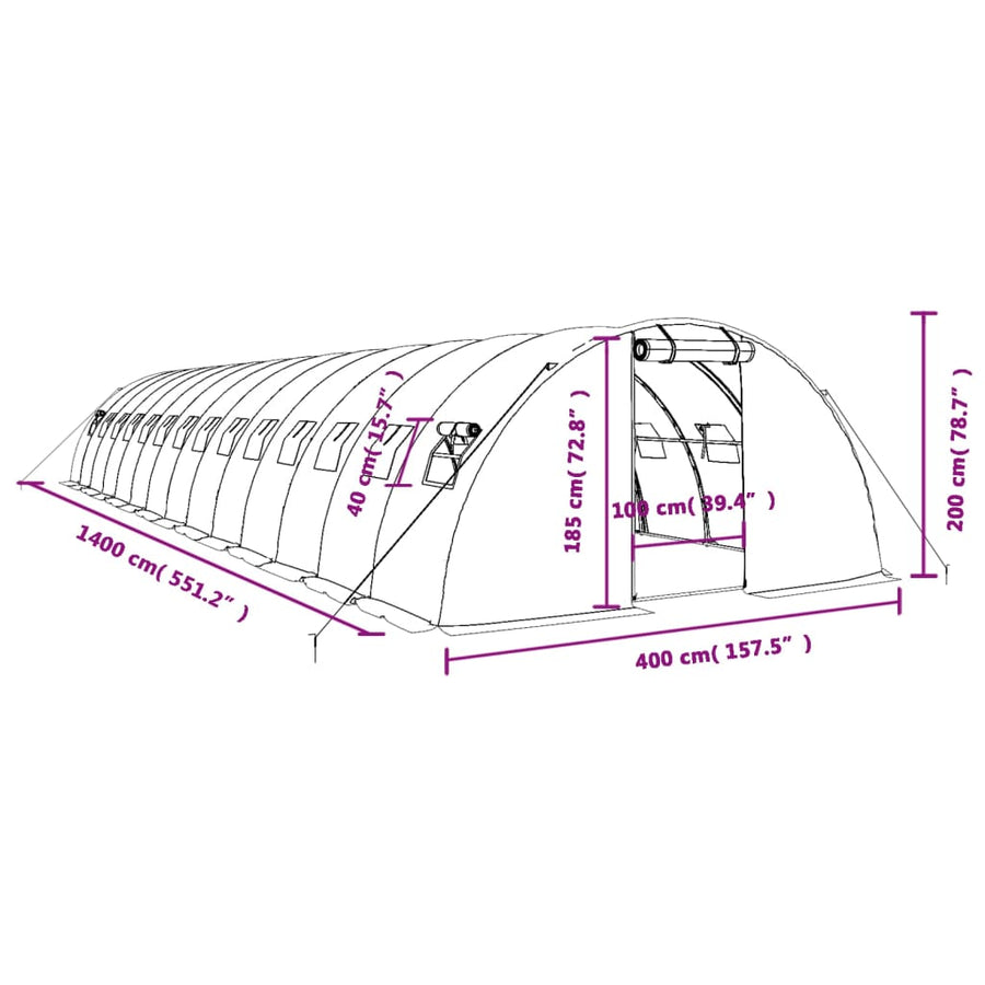 Tuinkas Met Stalen Frame 56 M² 14X4X2 M Wit